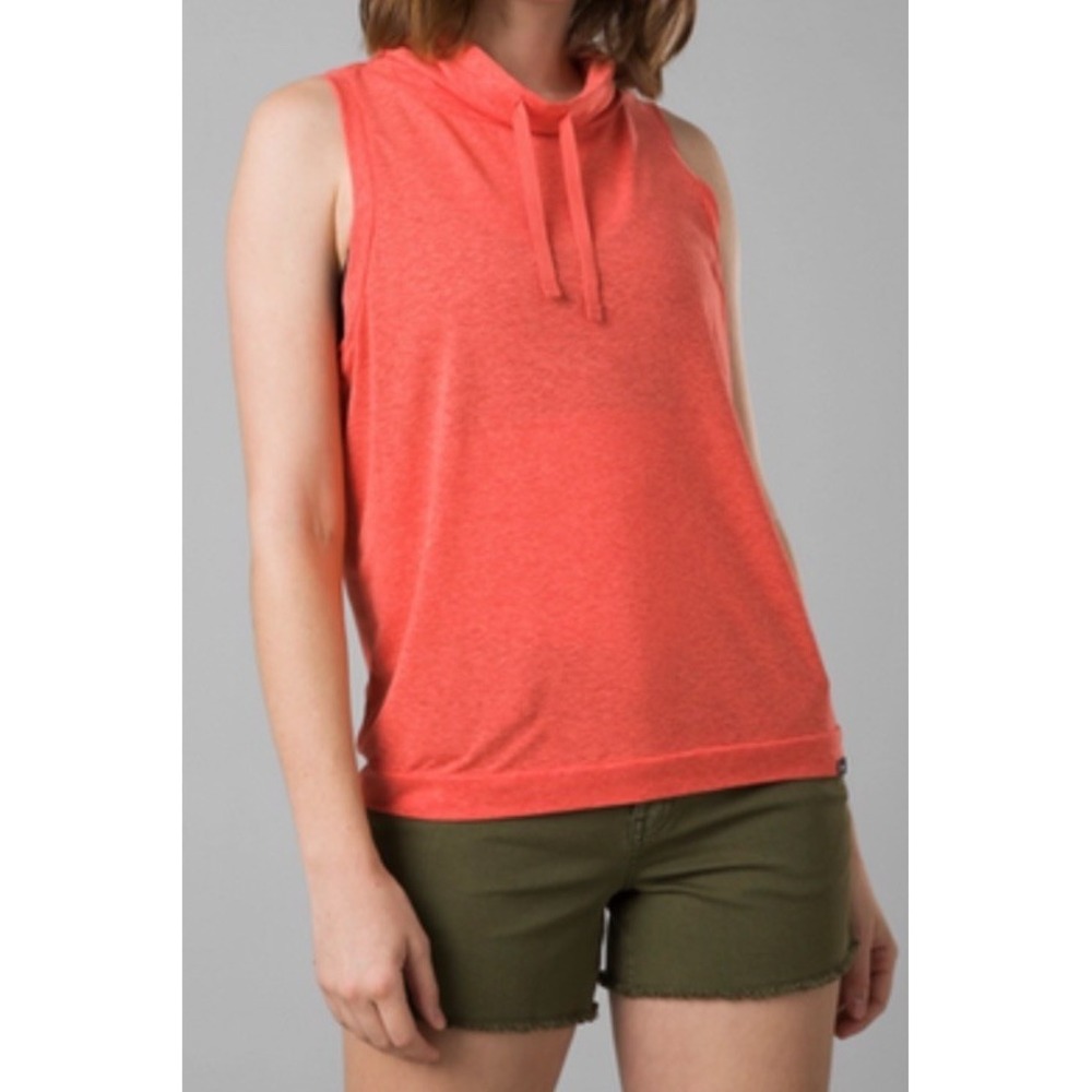 prAna Womens Cozy Up Barmsee Cowl Neck Tank Top Hemp Outdoor Coral LEUC